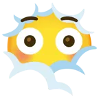 face in clouds + flushed face