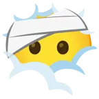 face in clouds + face with head-bandage