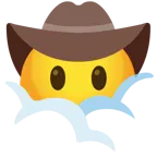 face in clouds + cowboy hat face
