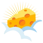face in clouds + cheese wedge