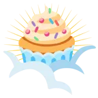 face in clouds + cupcake