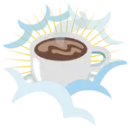 face in clouds + hot beverage