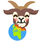 Ziege + Globus mit Europa und Afrika