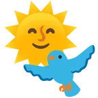 ptak + słońce z twarzą