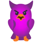 ptak + zagniewana twarz z rogami