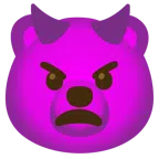 Bär + grinsendes Gesicht mit Hörnern