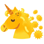 Einhorn + Sonne mit Gesicht