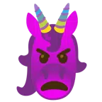 Einhorn + wütendes Gesicht mit Hörnern