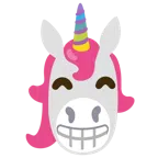 Einhorn + strahlendes Gesicht mit lachenden Augen