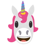 Einhorn + grinsendes Gesicht mit großen Augen