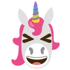 Einhorn + Grinsegesicht mit zugekniffenen Augen