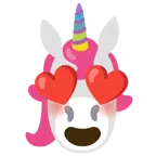 Einhorn + lächelndes Gesicht mit herzförmigen Augen