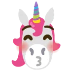 Einhorn + küssendes Gesicht mit geschlossenen Augen