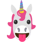 Einhorn + Gesicht mit herausgestreckter Zunge