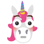 Einhorn + errötetes Gesicht mit großen Augen
