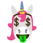 Einhorn + Gesicht mit Dollarzeichen