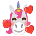 Einhorn + lächelndes Gesicht mit Herzen