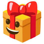 regalo + faccina con un gran sorriso