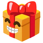 regalo + faccina raggiante con occhi felici