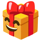 regalo + faccina con sorriso e occhi sorridenti