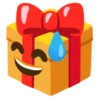 regalo + faccina con sorriso e goccia di sudore