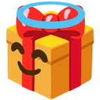 regalo + faccina con sorriso e aureola