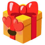 regalo + faccina con sorriso e occhi a cuore