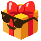 regalo + faccina con sorriso e occhiali da sole
