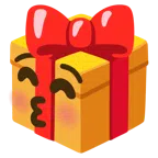 regalo + faccina che bacia con occhi chiusi