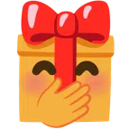 regalo + faccina con mano sulla bocca