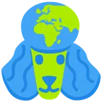 Pudel + Globus mit Europa und Afrika