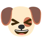 Hundegesicht + Grinsegesicht mit zugekniffenen Augen