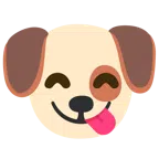 Hundegesicht + sich die Lippen leckendes Gesicht