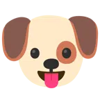 Hundegesicht + Gesicht mit herausgestreckter Zunge