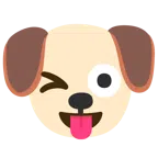 Hundegesicht + zwinkerndes Gesicht mit herausgestreckter Zunge