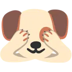 Hundegesicht + sich die Augen zuhaltendes Affengesicht