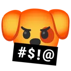 Hundegesicht + Gesicht mit Symbolen über dem Mund