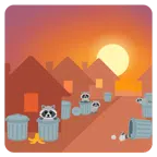 Waschbär + Sonnenuntergang in der Stadt