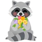 Waschbär + Blumenstrauß