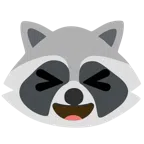 Waschbär + Grinsegesicht mit zugekniffenen Augen