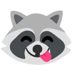 Waschbär + sich die Lippen leckendes Gesicht