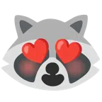 Waschbär + lächelndes Gesicht mit herzförmigen Augen