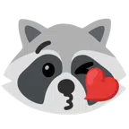 Waschbär + Kuss zuwerfendes Gesicht