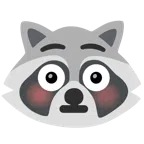 Waschbär + errötetes Gesicht mit großen Augen