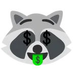 Waschbär + Gesicht mit Dollarzeichen