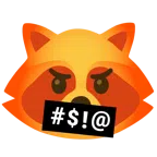 Waschbär + Gesicht mit Symbolen über dem Mund