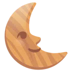 Holz + Mondsichel mit Gesicht rechts