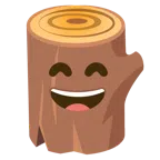 Holz + grinsendes Gesicht mit lachenden Augen