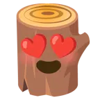 Holz + lächelndes Gesicht mit herzförmigen Augen