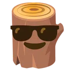 Holz + lächelndes Gesicht mit Sonnenbrille
